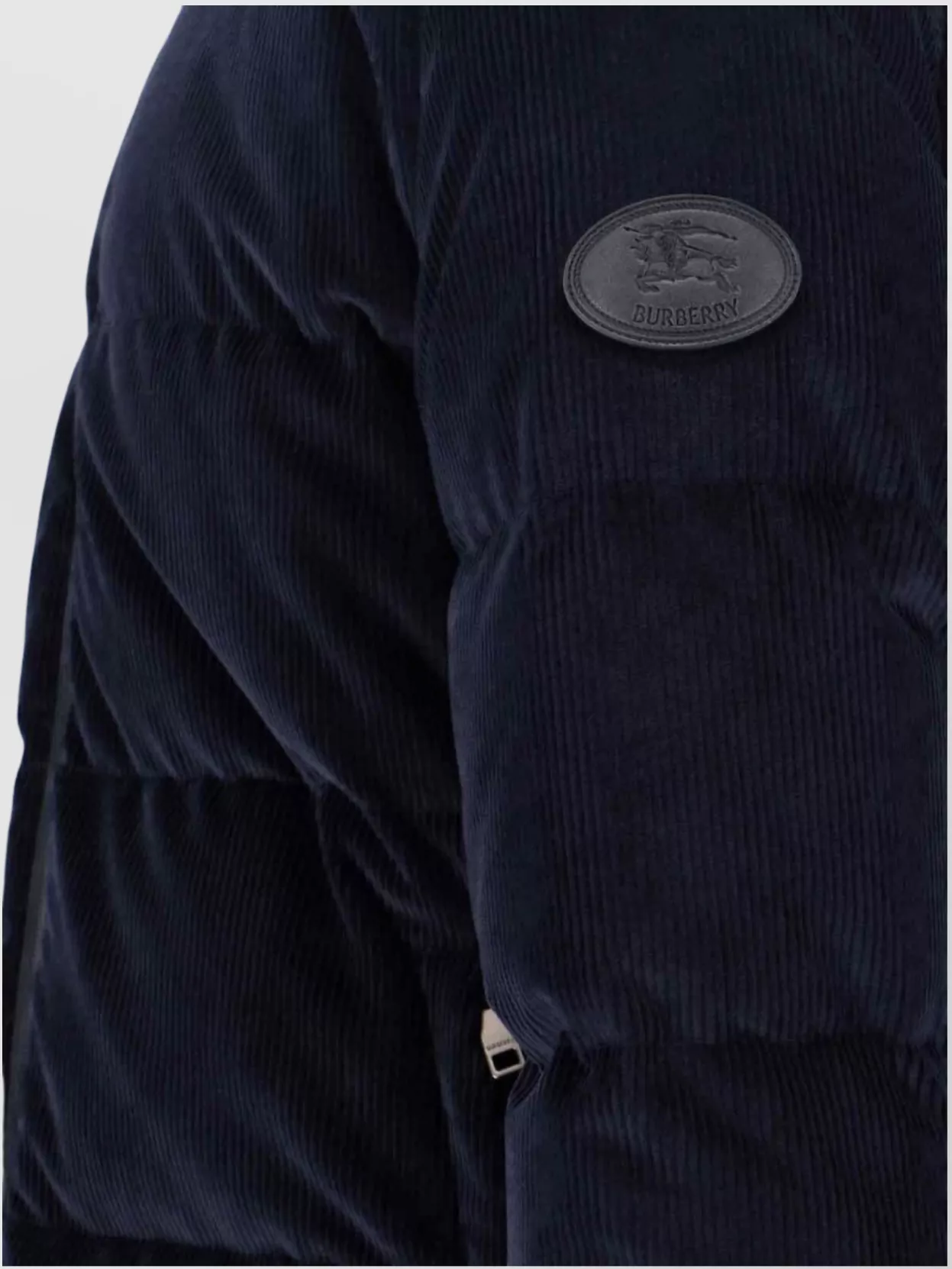 Burberry Textured Corduroy High Collar Quilted Jacket