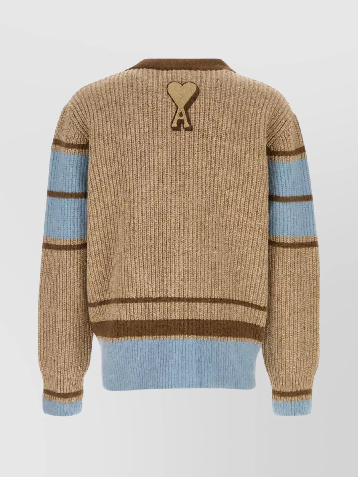 Ami Paris Striped Long Sleeve Wool Cardigan