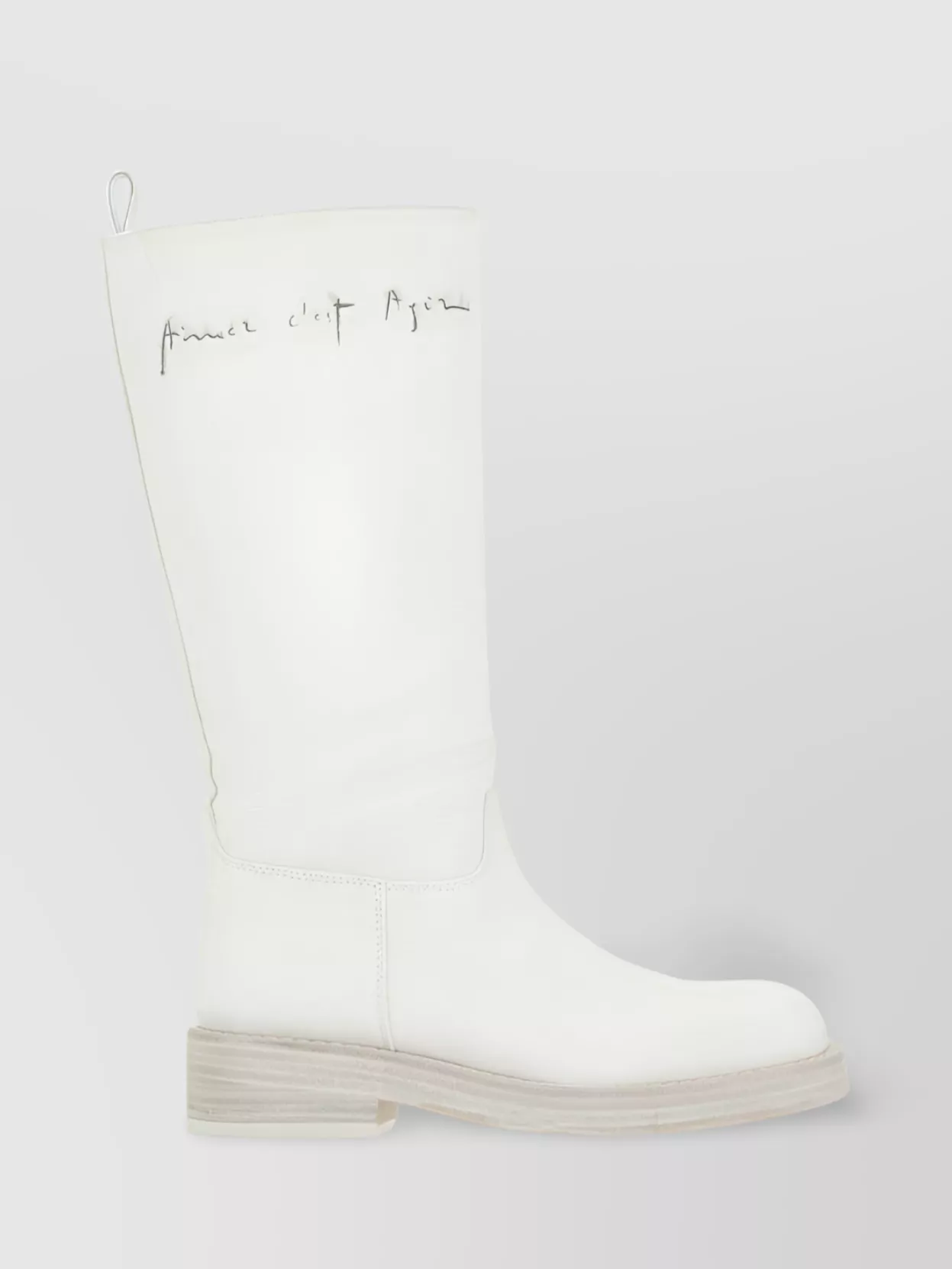 Shop Ann Demeulemeester Mid-calf Boots With Round Toe And Heel Pull Tab In White