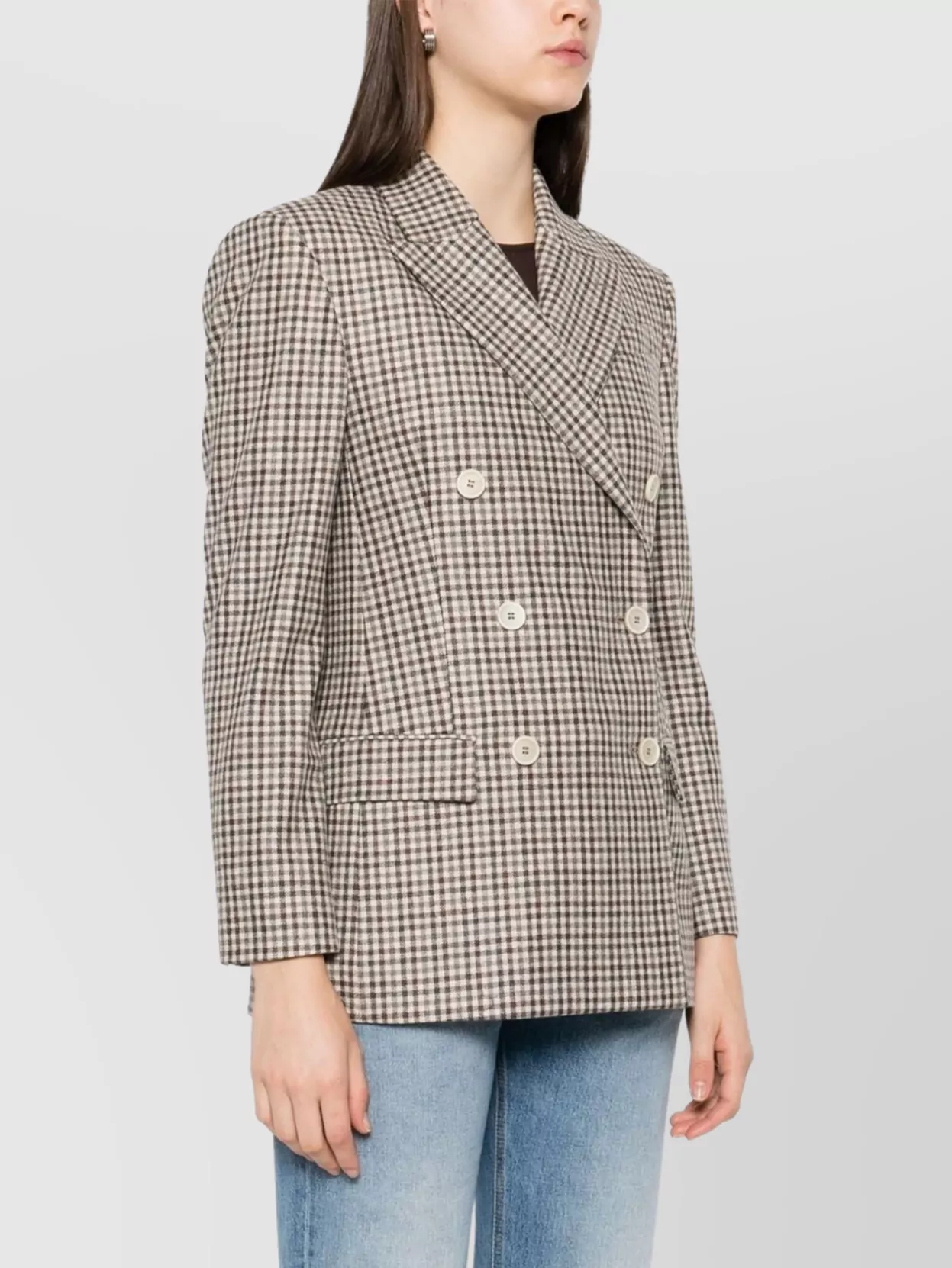 Brunello Cucinelli Double-Breasted Wool Blazer Featuring Pockets
