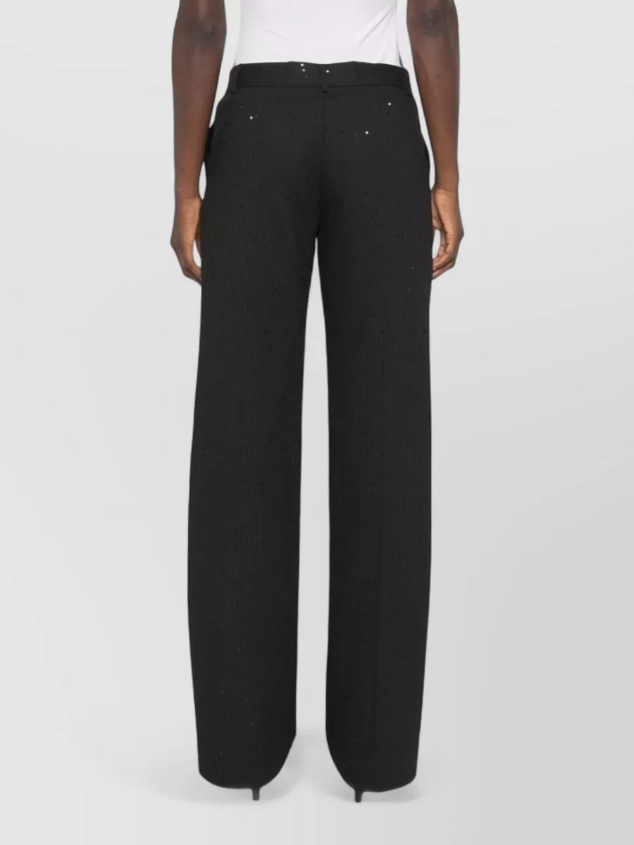 Ermanno Firenze Pinstripe Sequin-Embellished Straight-Leg Suit Trousers