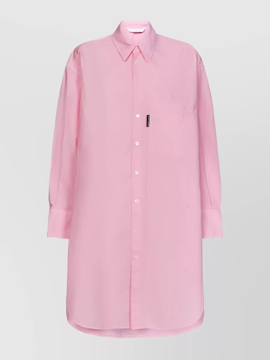 Shop Palm Angels Buttoned Shirt Dress With Long Sleeves In Pink
