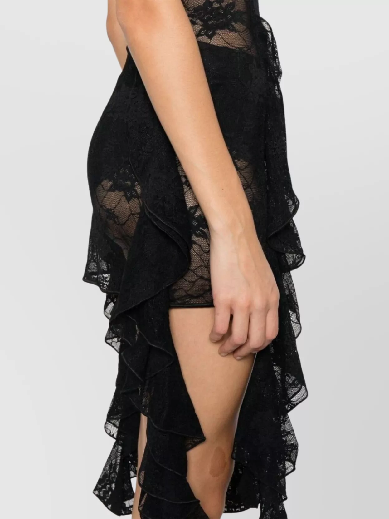 Shop Oseree Lace Ruffle Mini Dress