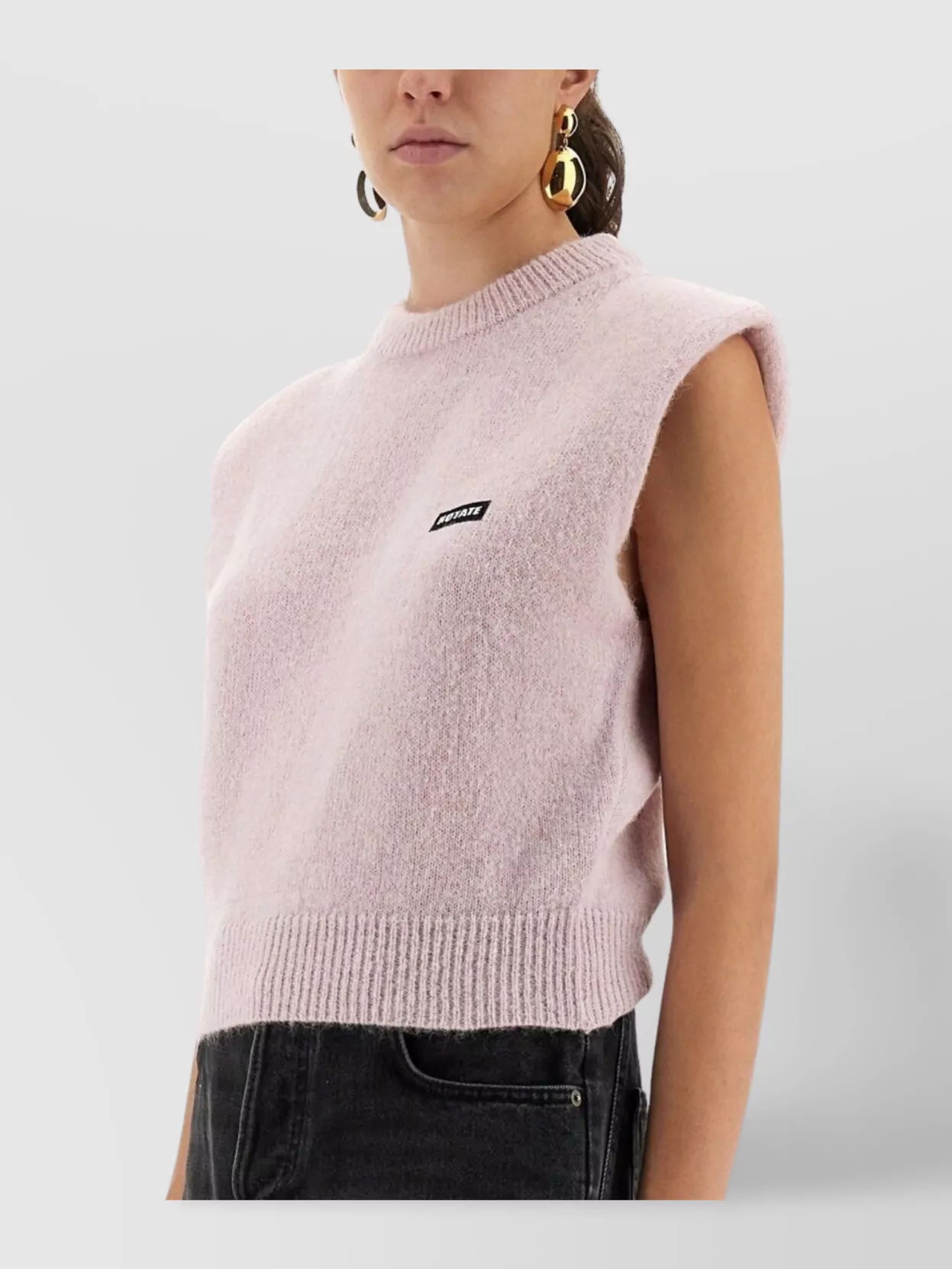 Rotate Birger Christensen Sleeveless Textured Ribbed Hem Top In Pink