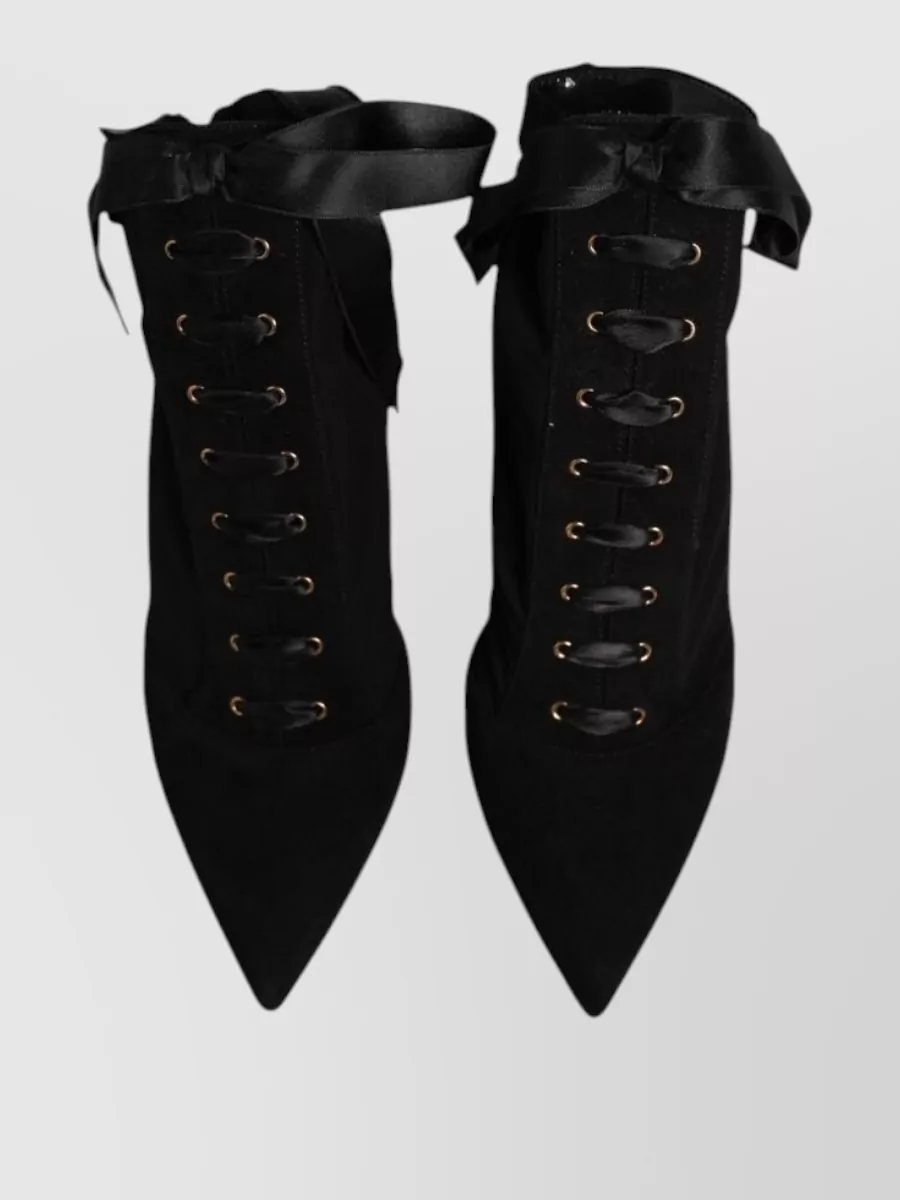 Dolce&Gabbana Leather Lace-Up Stiletto Boots