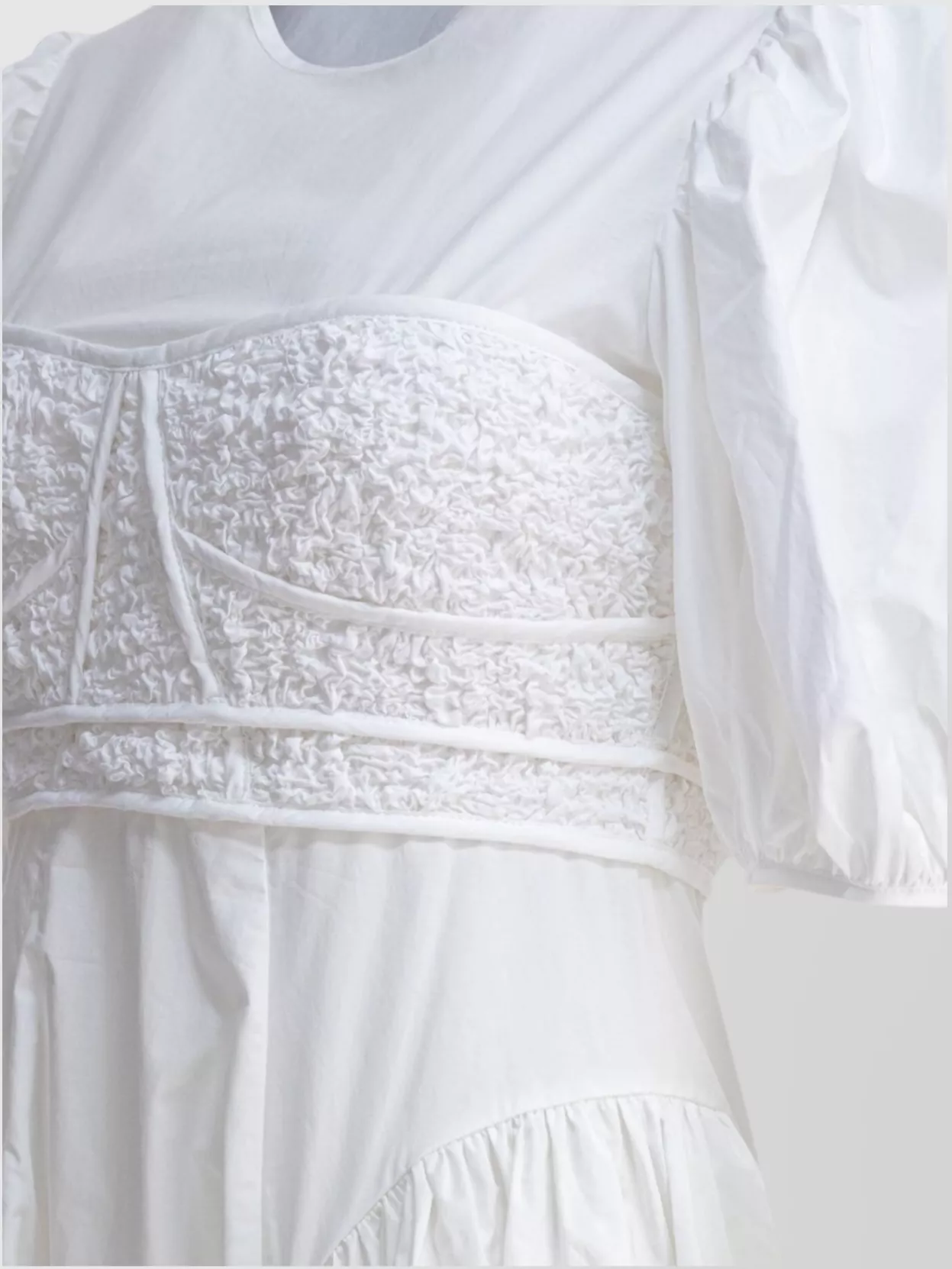 Cecilie Bahnsen Waist Fitted Gathered Skirt Puff Sleeves Textured Bodice