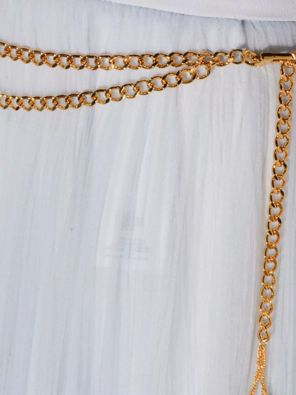 Elisabetta Franchi Midi Skirt With Gold Chain And Pleats In Blue