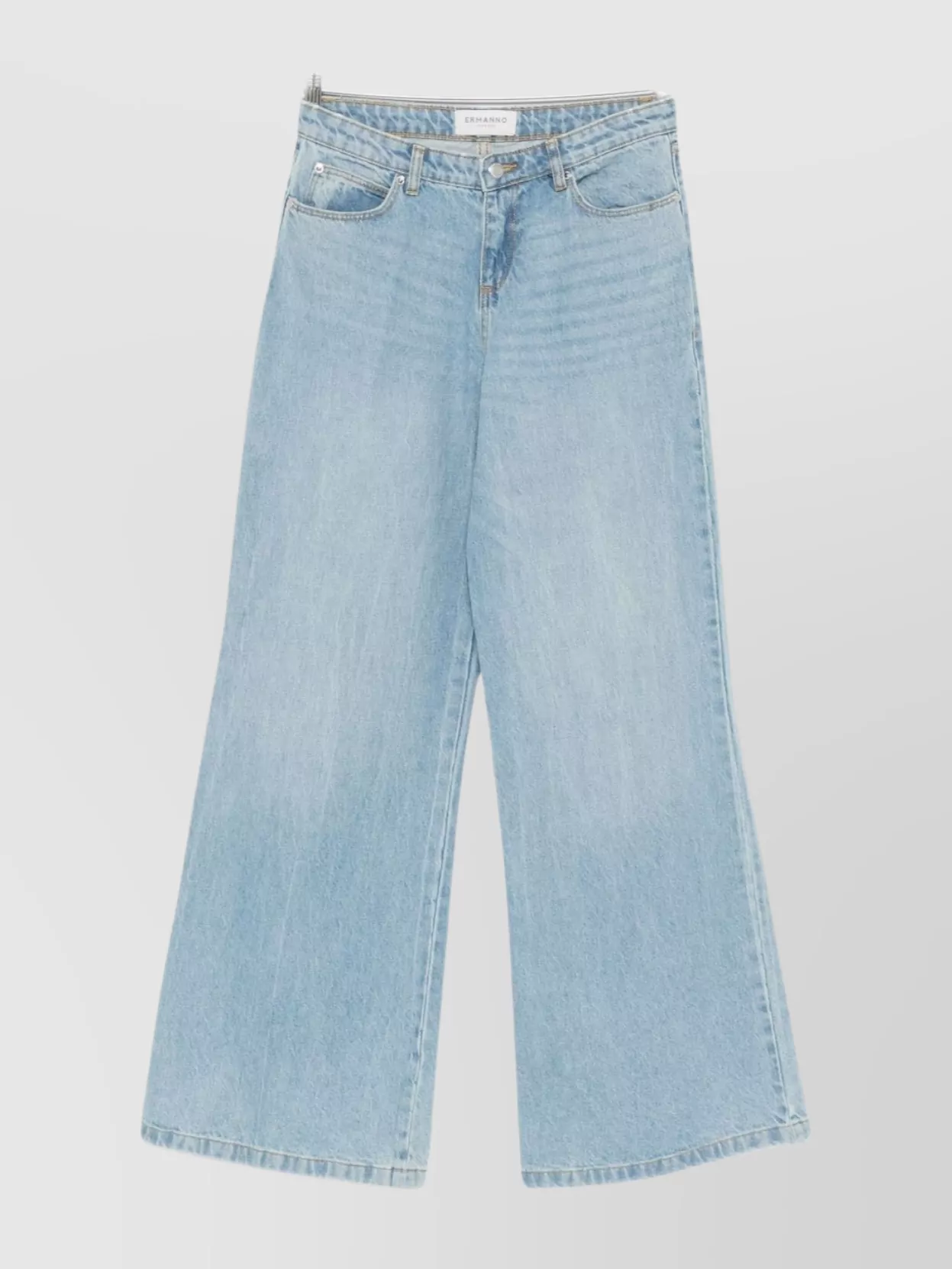 Ermanno Firenze Wide-leg Trousers With Belt Loops And Pockets In Blue