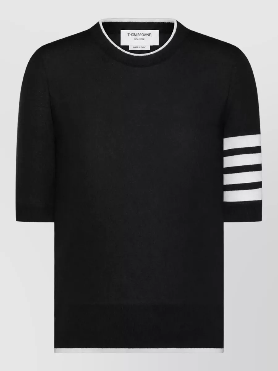 Thom Browne merino wool relaxed-fit ribbed short-sleeve crew-neck sweater