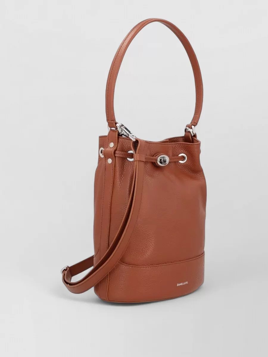 Zanellato Textured Leather Shoulder Bag With Metal Hardware In Purple