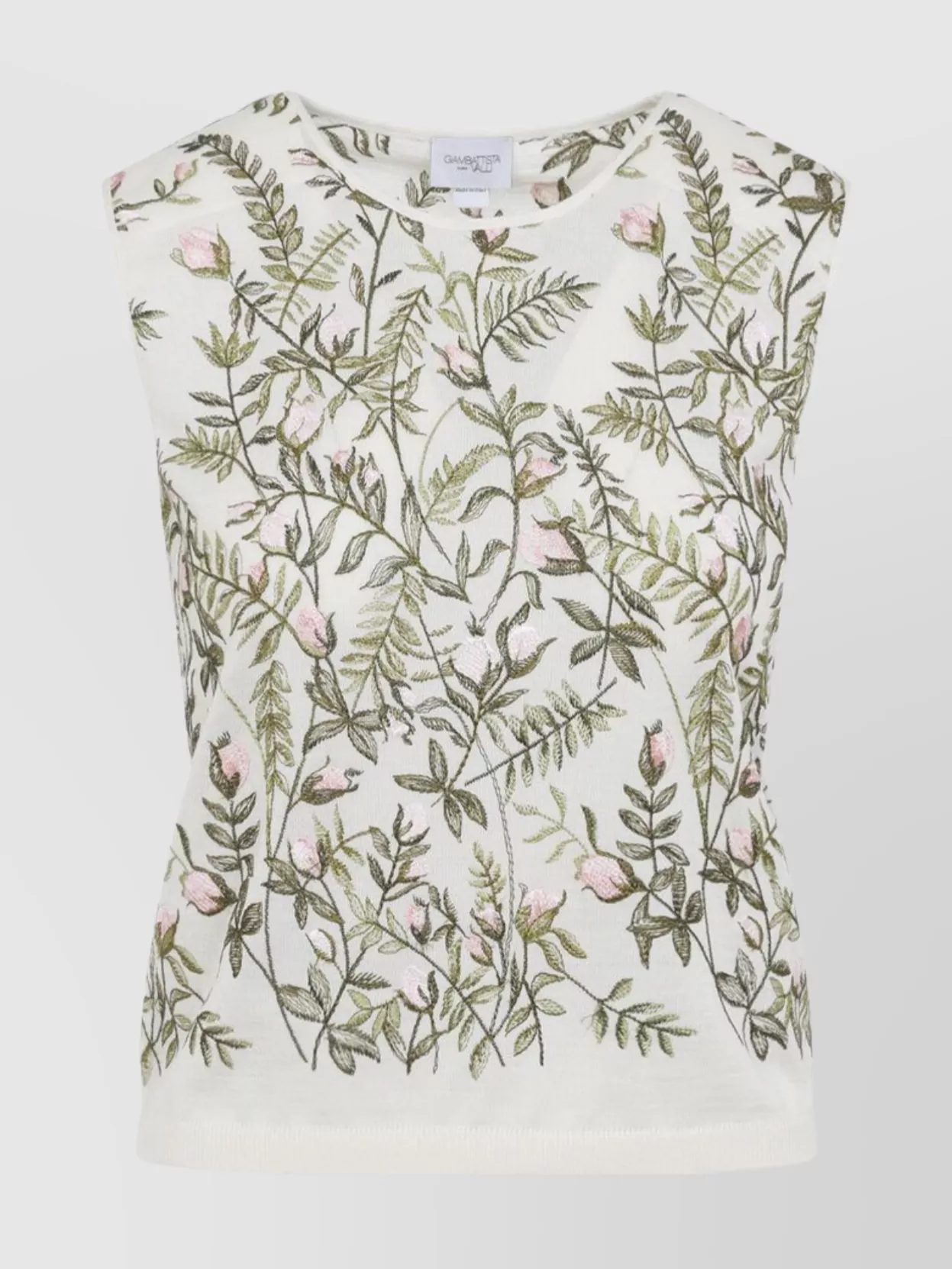 Giambattista Valli Floral-embroidered Cashmere And Silk Top