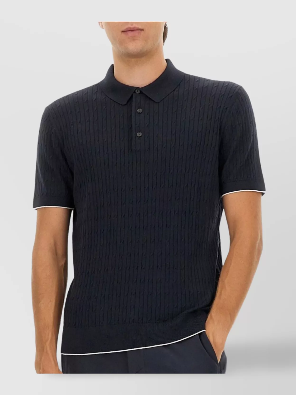 Boss Polo Shirt With Ribbed Texture And Trim