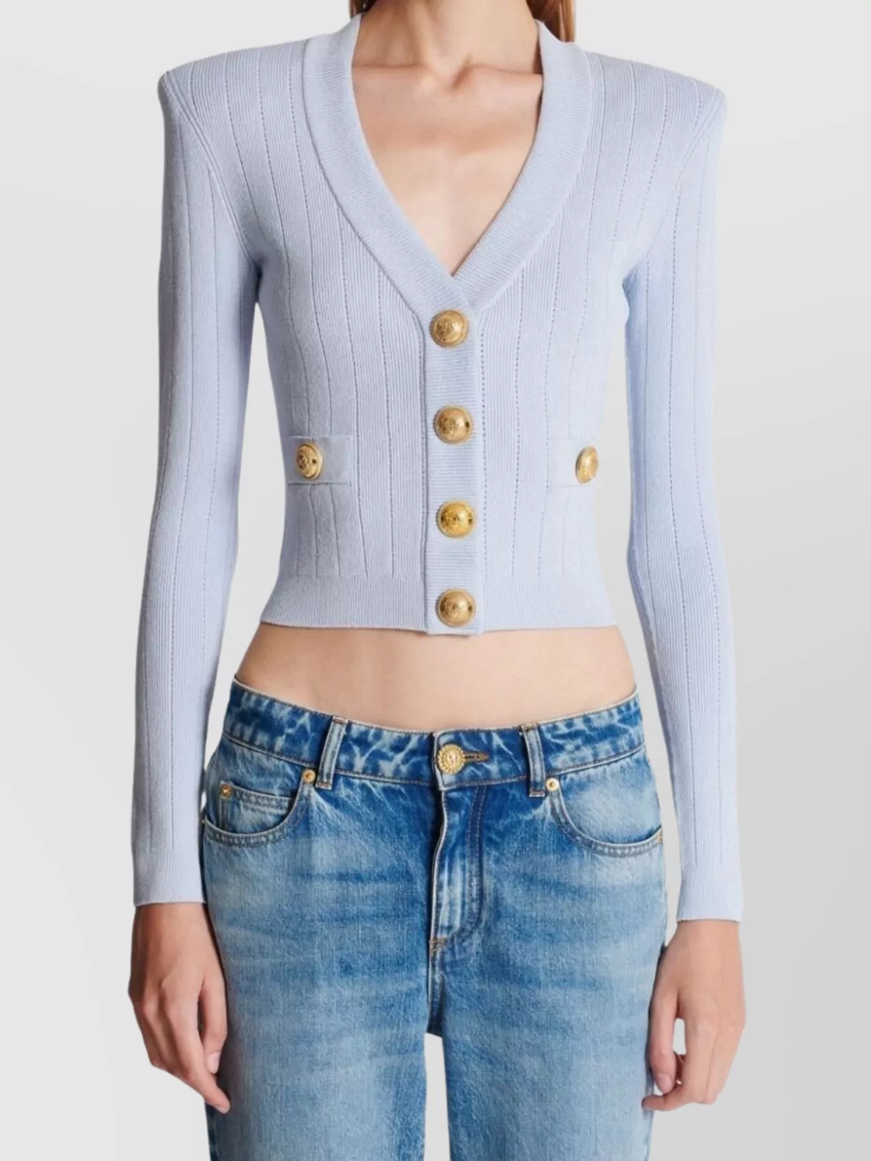 Balmain Cropped Knitwear With Decorative Button Detailing