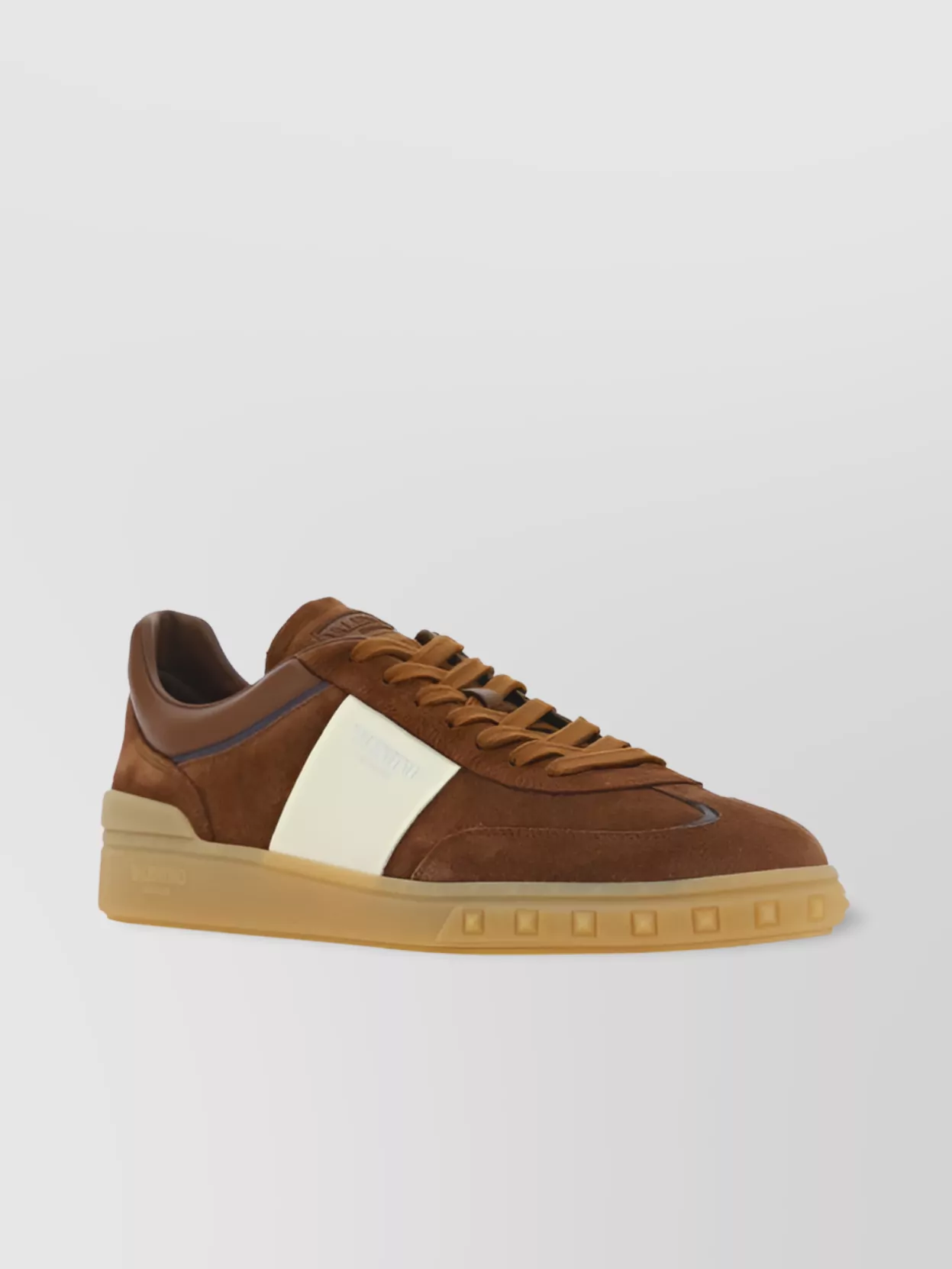 Valentino Garavani Highline Suede Leather Sneakers With Rubber Sole In Brown