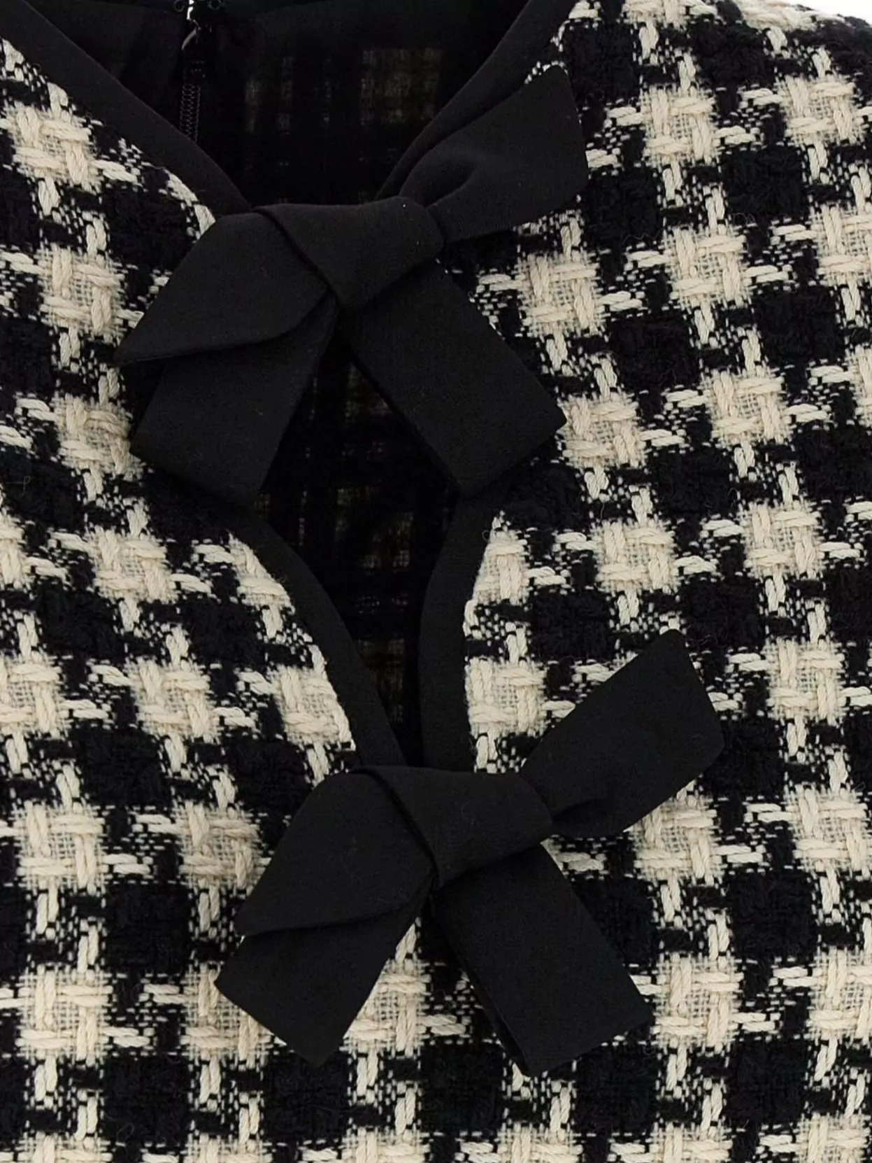 Valentino Garavani Bow Neckline Short Sleeve Textured Fabric Dress