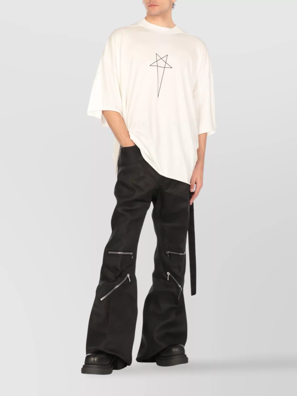 Rick Owens Drkshdw Graphic Print Oversized Crewneck T-shirt In White