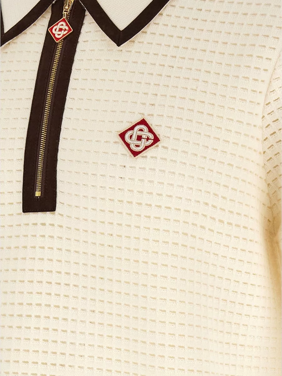 Casablanca Textured Terry Short-Sleeve Polo Shirt