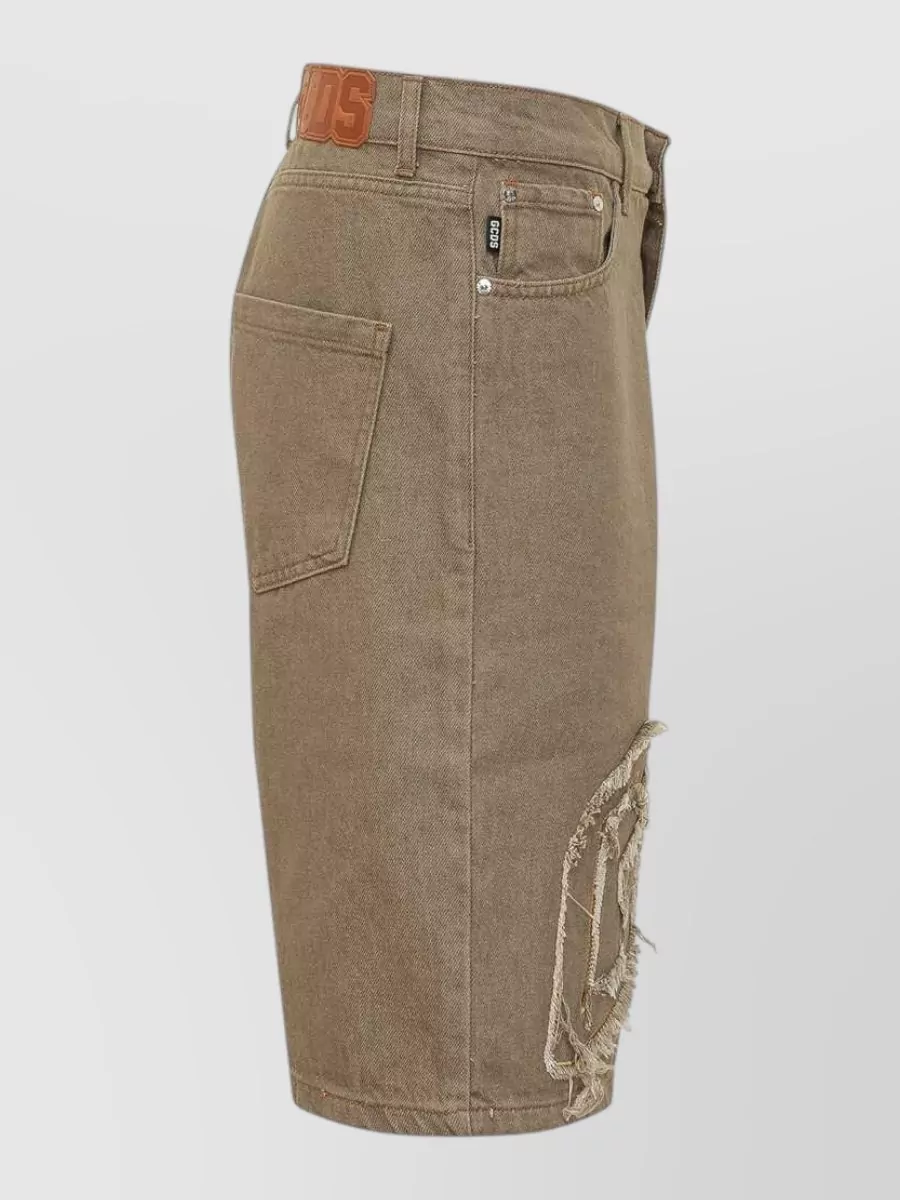 Gcds Logo Appliqué Frayed Bermuda Shorts