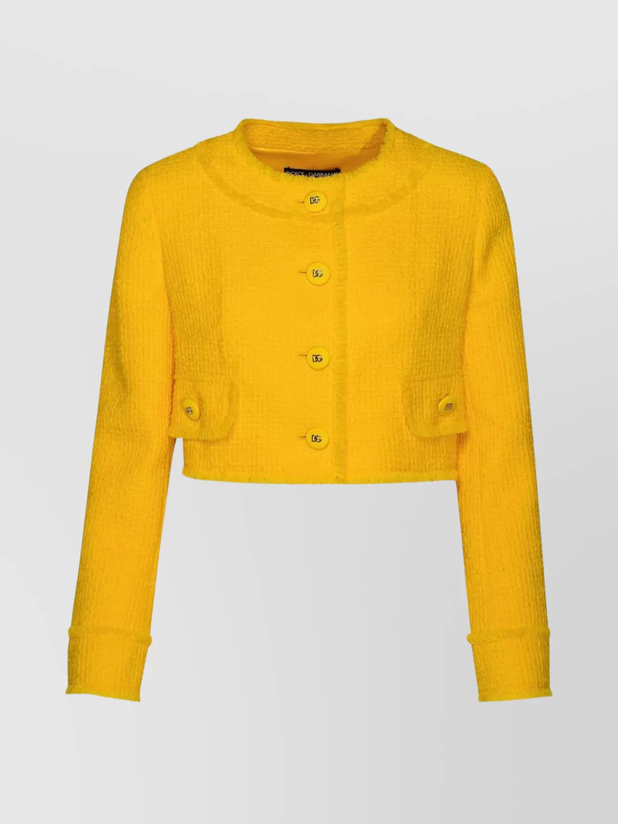 Shop Dolce & Gabbana Wool Cropped Jacket Front Pocket