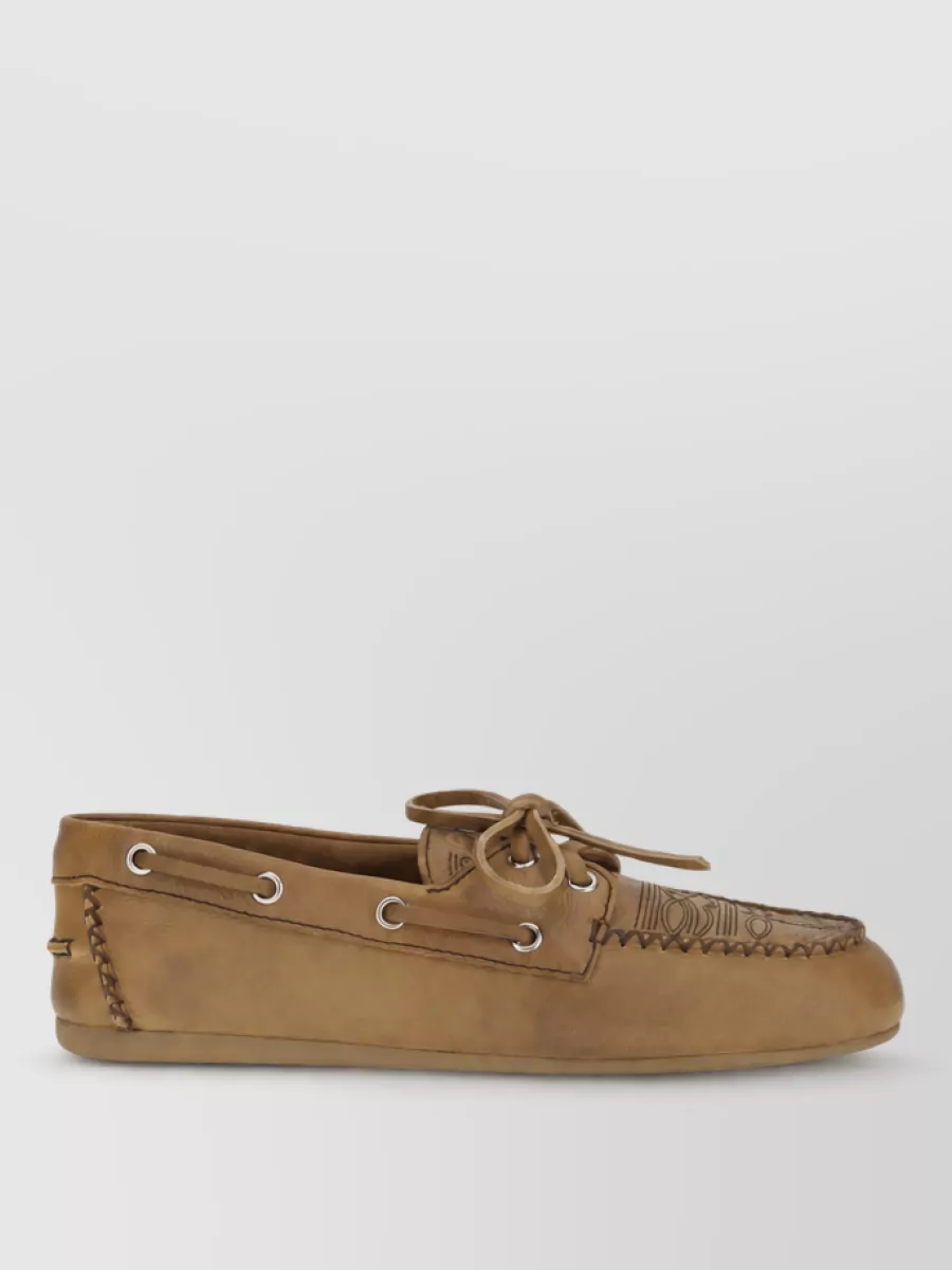 Miu Miu Leather Lace-Up Loafers