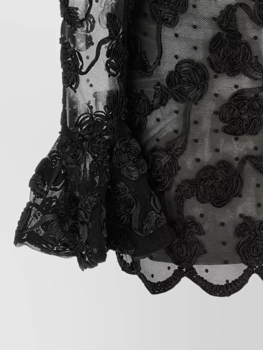 Rotate Birger Christensen Floral-Appliqué Mesh Mini Dress