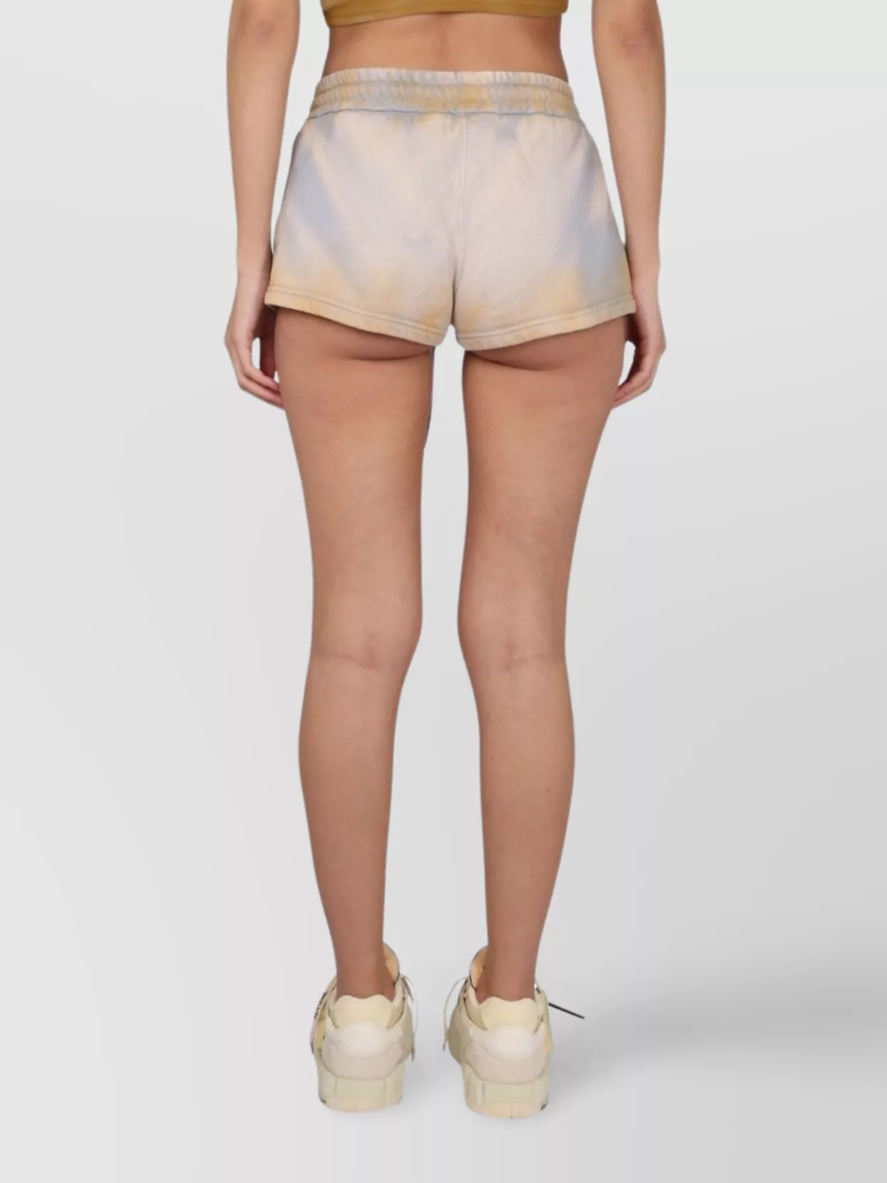 Off-white Tie-dye Patterned Shorts For Summer