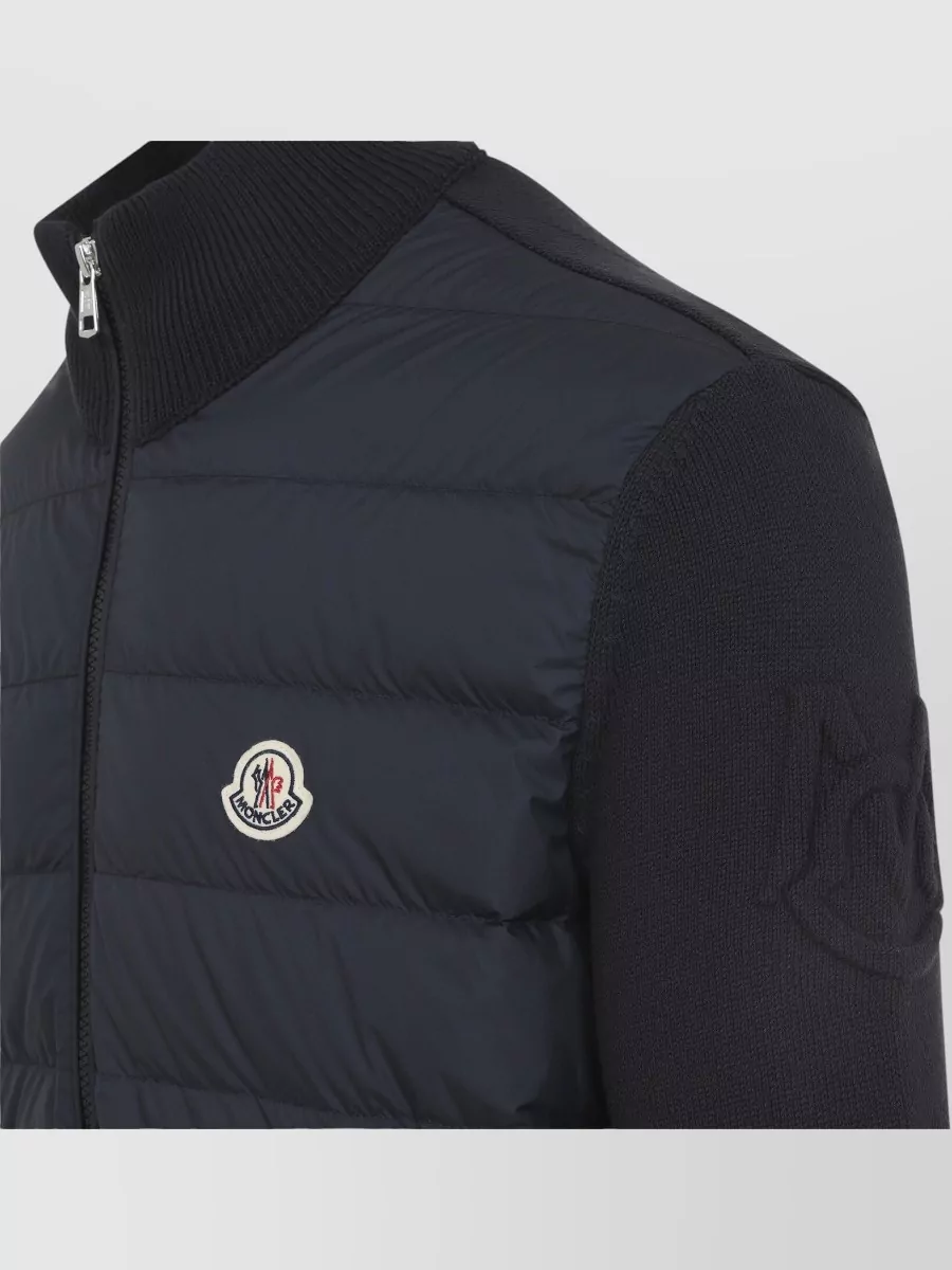 Moncler Quilted Cardigan Jacket Ribbed Collar Cuffs
