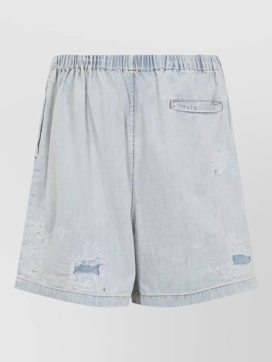 Acne Studios Distressed Denim Shorts Featuring Back Pocket In Blue