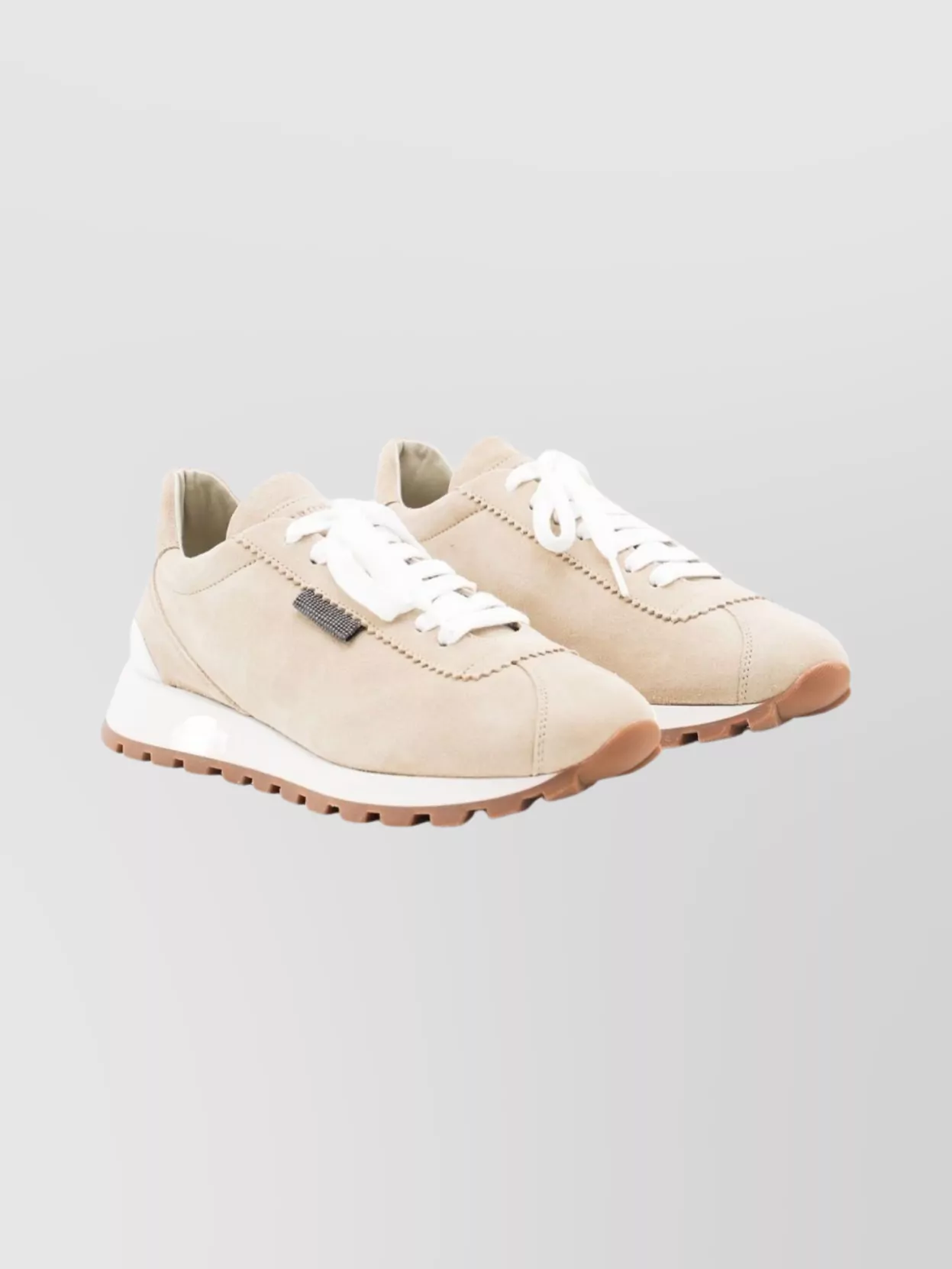 Brunello Cucinelli Suede Sneakers With Textured Platform Sole