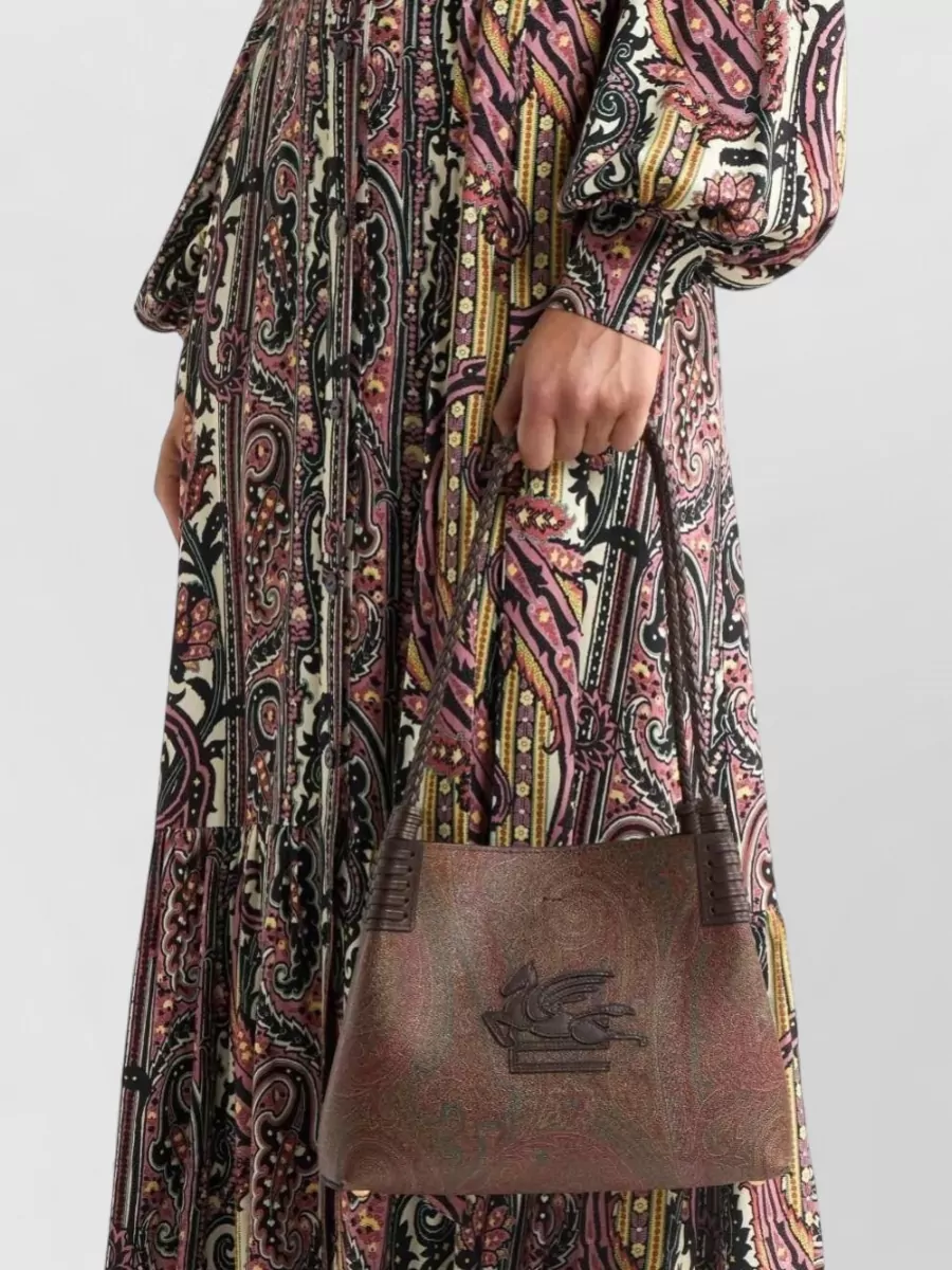 Etro Arnica Small Leather Paisley-Print Shoulder Bag
