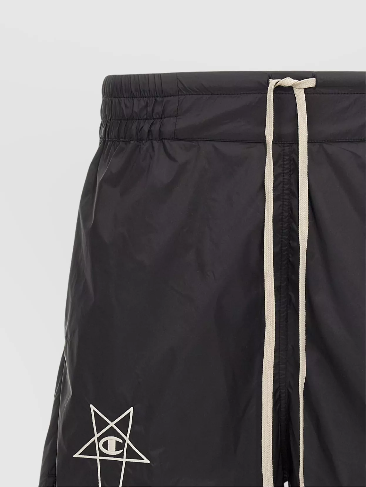 Rick Owens Champion Elastic Waistband Bermuda Shorts With Side Pockets In Black