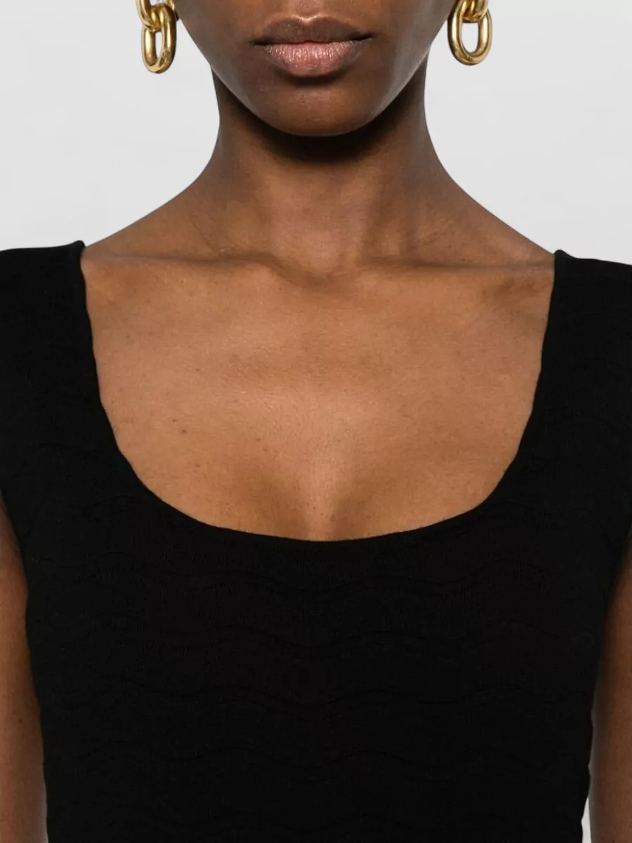Emporio Armani Ribbed Sleeveless Scoop Neck Midi Dress