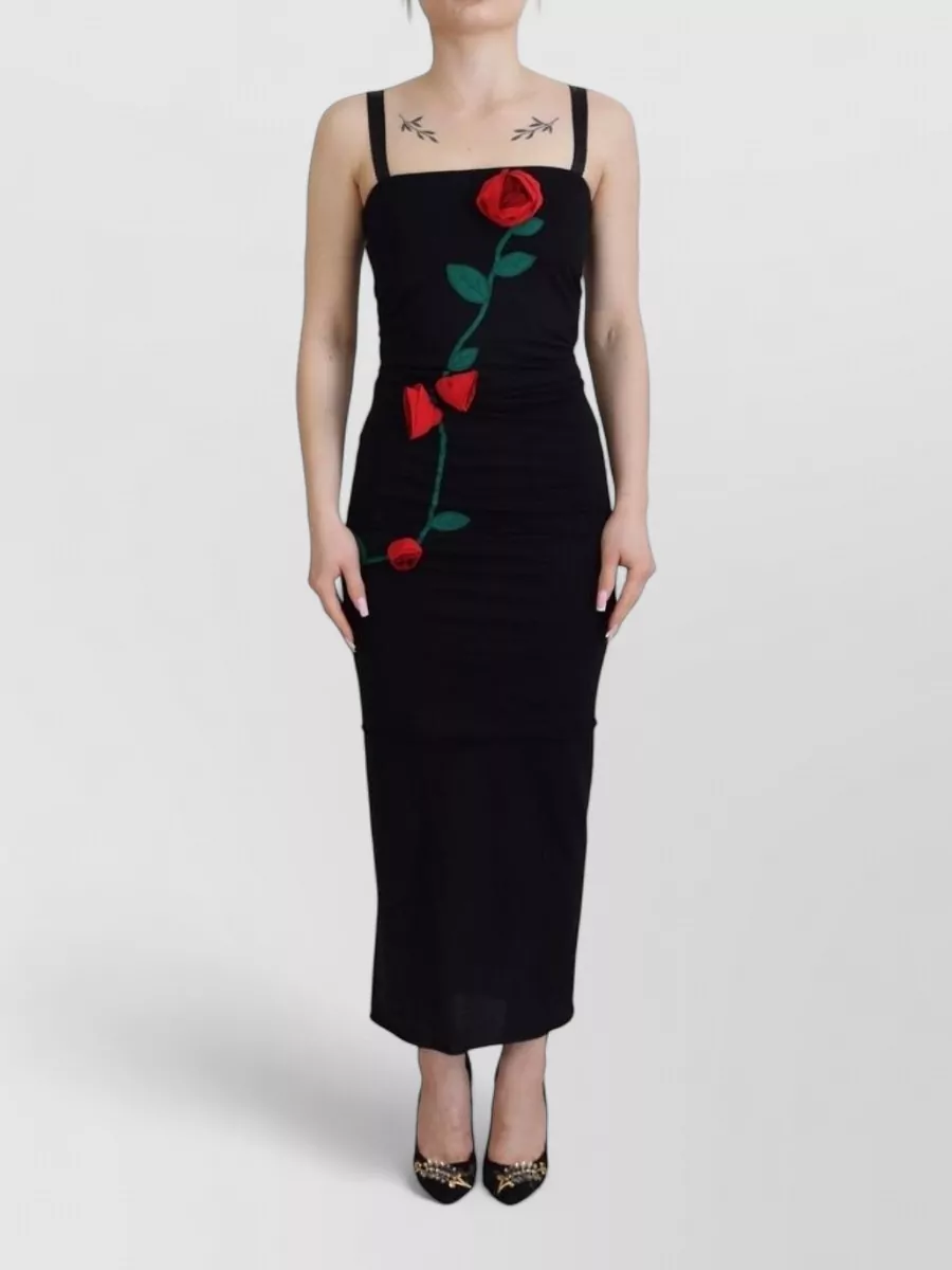 Dolce&Gabbana Wool strapless appliqué midi dress