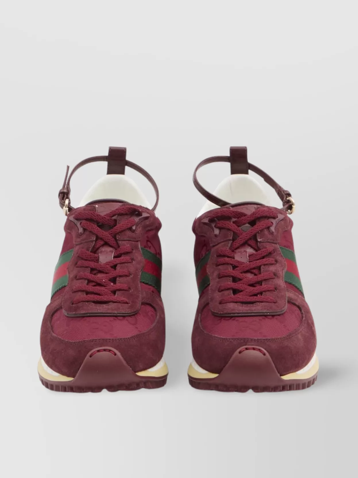 Gucci Motion Stripe Canvas Sneakers With Leather Detail