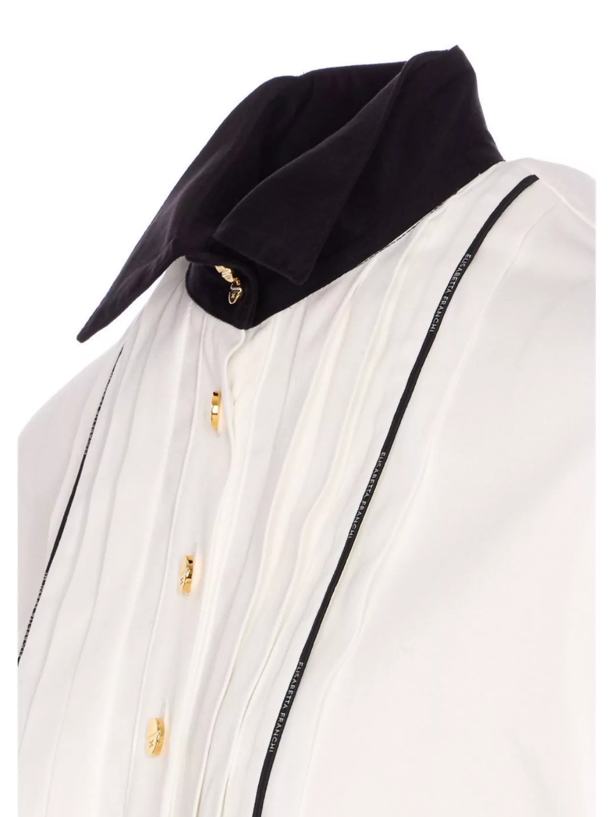 Elisabetta Franchi Casual Contrast Collar Crewneck Embroidered Long Sleeves
