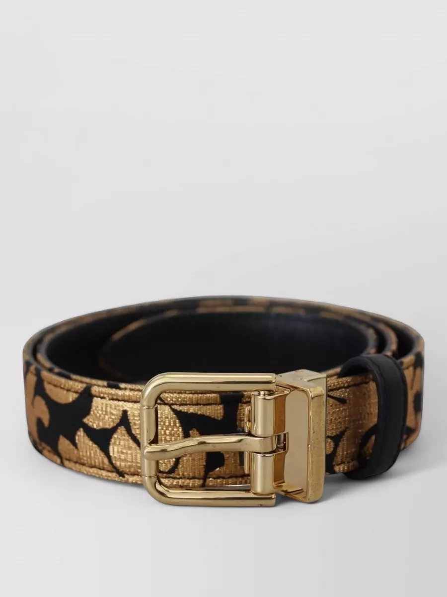 Dolce&Gabbana Leather Jacquard Logo Buckle Belt