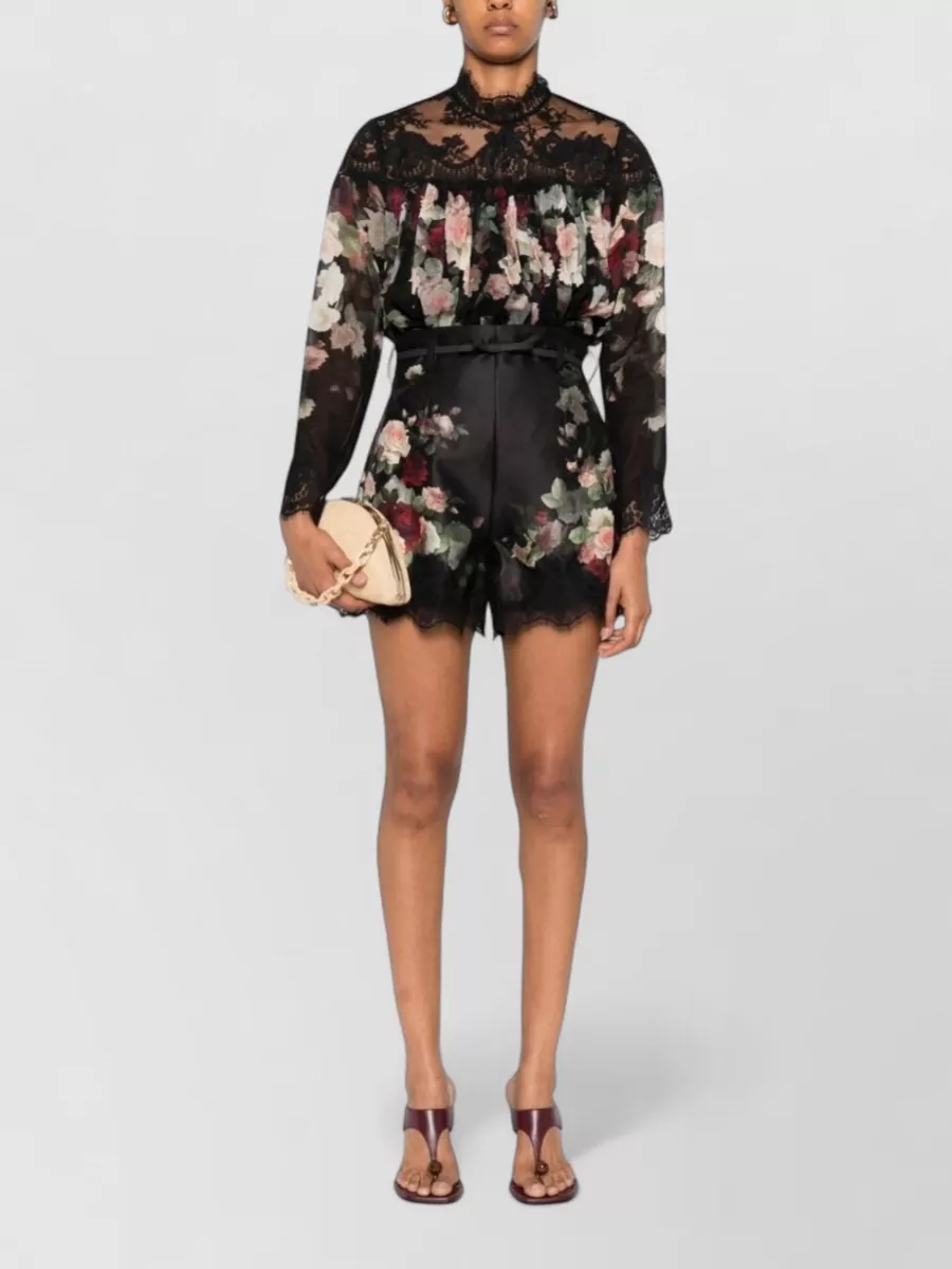 Zimmermann Floral Lace Long-Sleeve Blouse