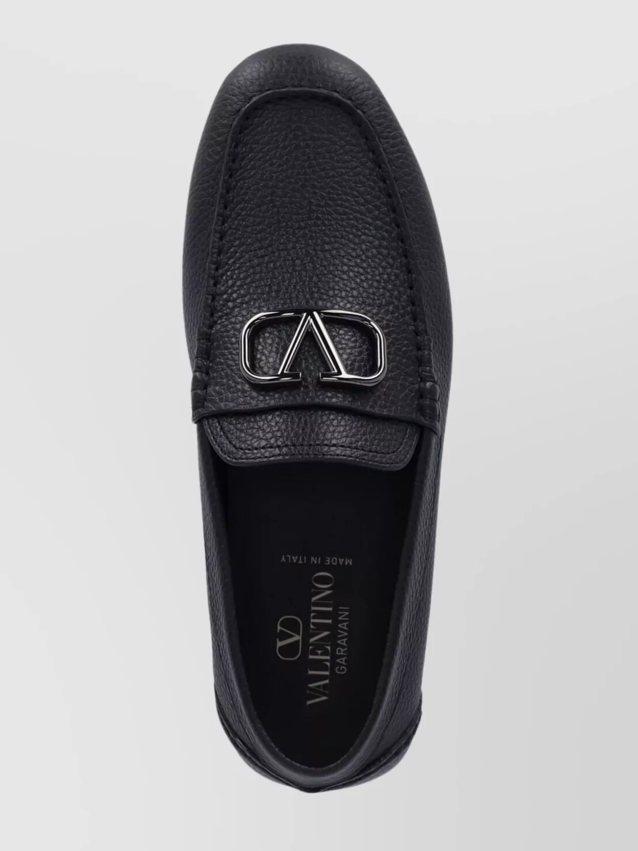 Valentino Garavani Buckle Loafers With Round Toe And Textured Finish
