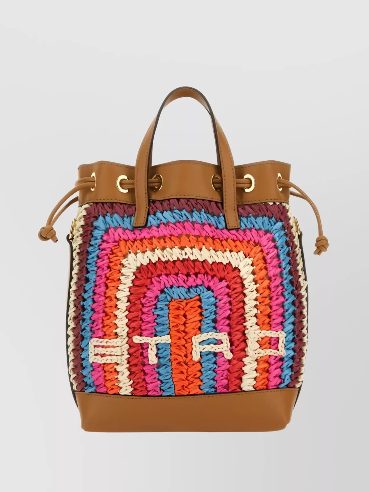 Shop Etro Trimmed Leather Bucket Bag In Brown