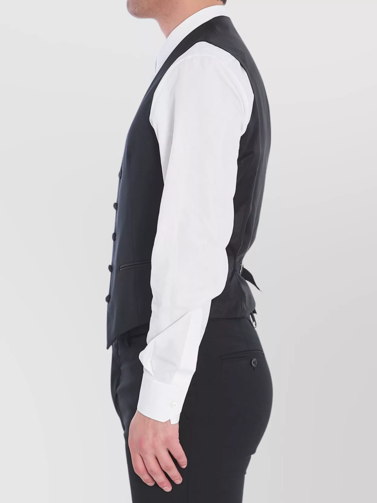 Tagliatore Wool Vest With Adjustable Buckle Strap In Black