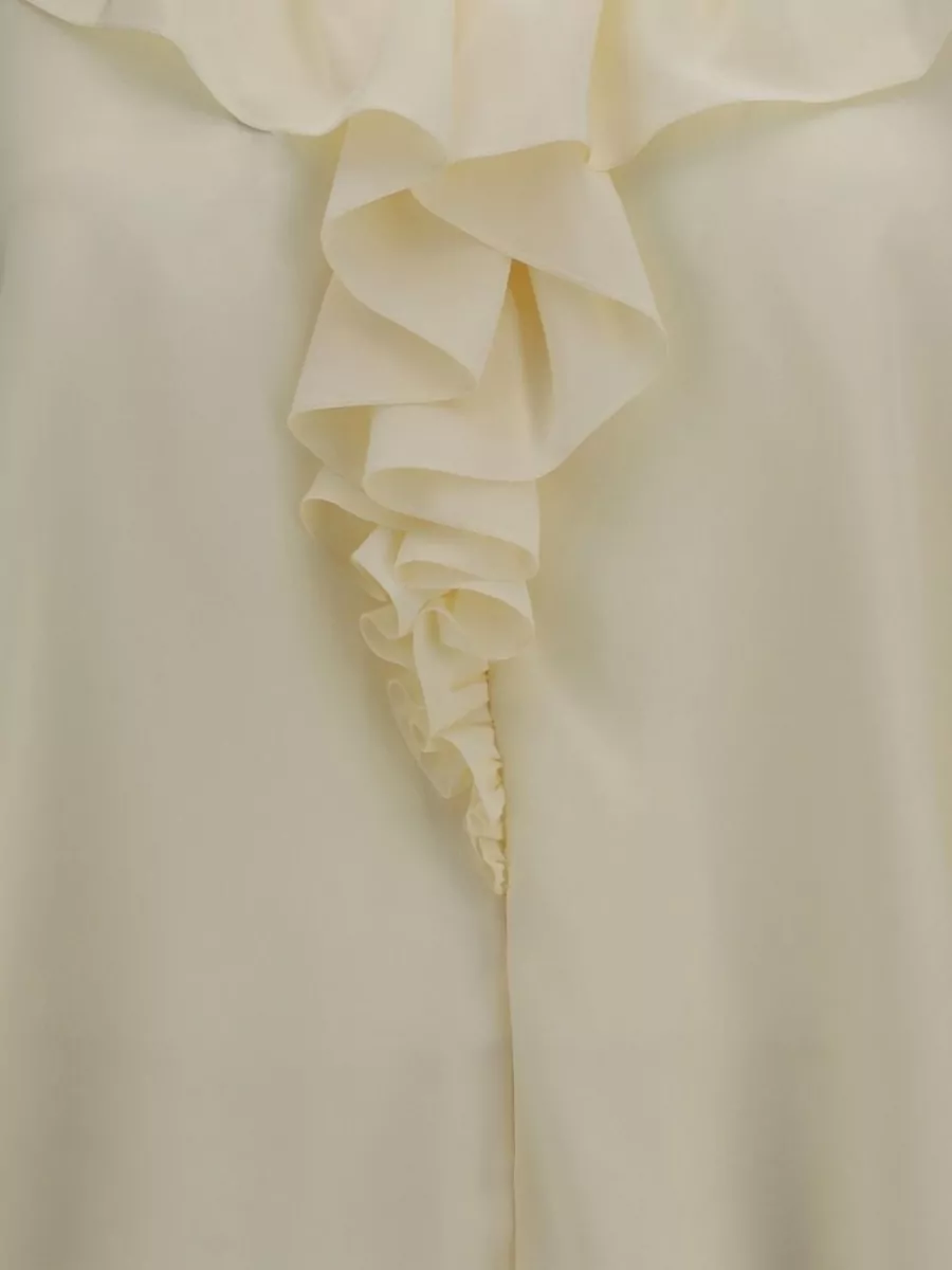 Chloé Silk Ruffled V-Neck Blouse