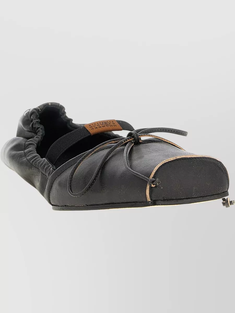 Mm6 Maison Margiela Leather Square Toe Ballerina Flats