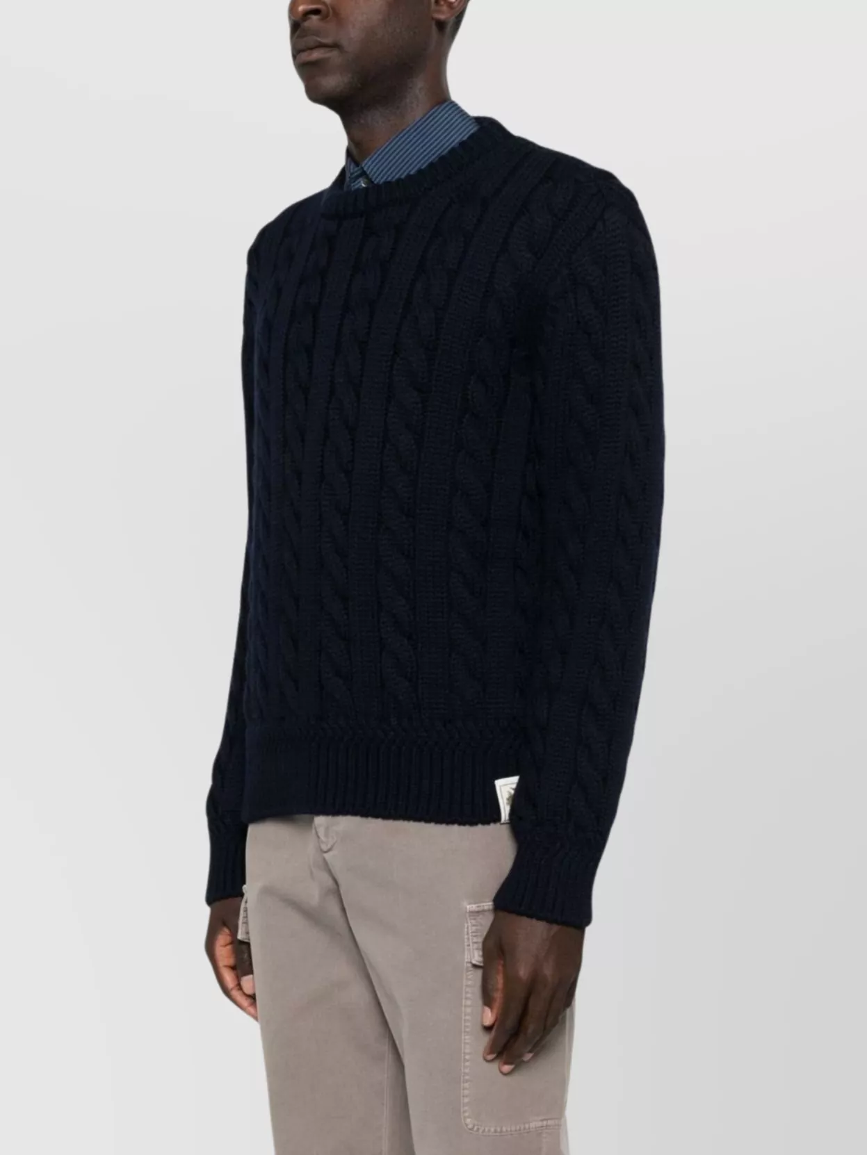 Bally Cable Knit Crew Neck Sweater With Long Sleeves
