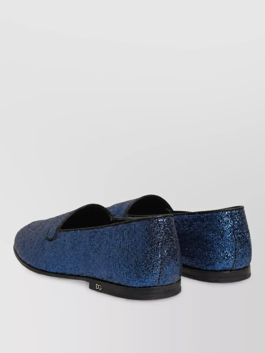 Dolce&Gabbana Leather Glitter Logo Slippers