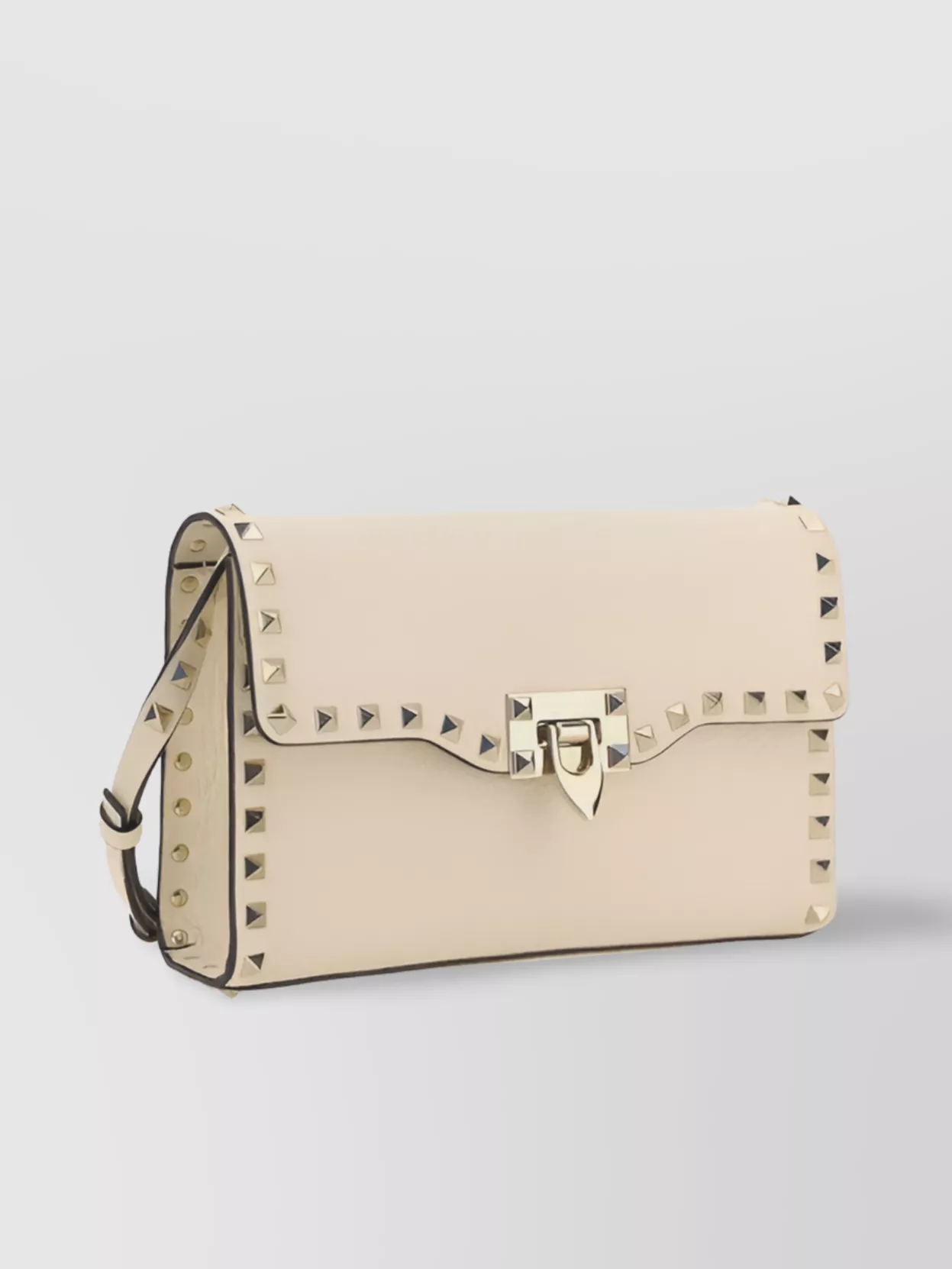 Valentino Garavani Rockstud Small Shoulder Bag In Light Ivory