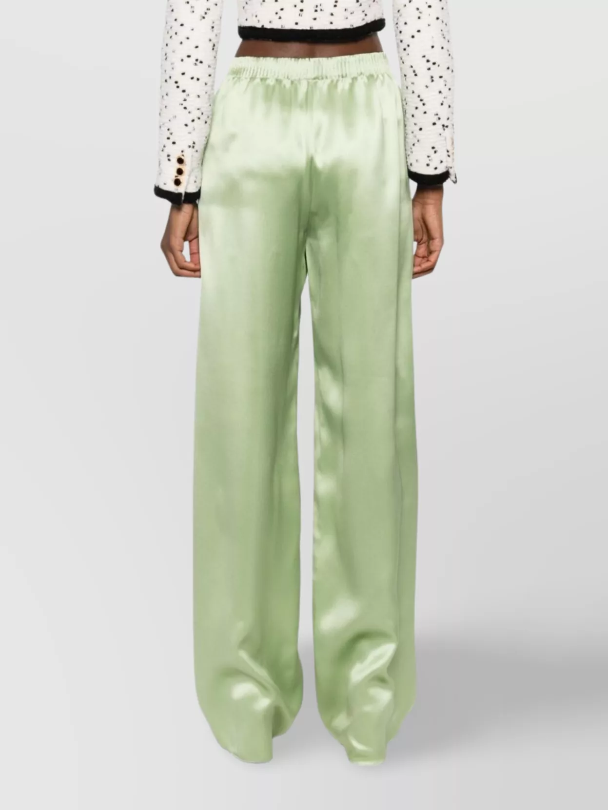 Valentino Silk Wide-leg Trousers In Green