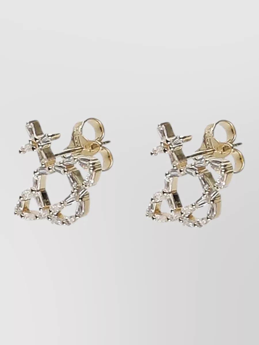 Vivienne Westwood Orb Brass Dangling Earrings Cross Strass