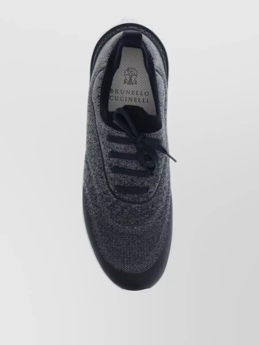 Brunello Cucinelli Knit Lace-Up Low-Top Sneakers