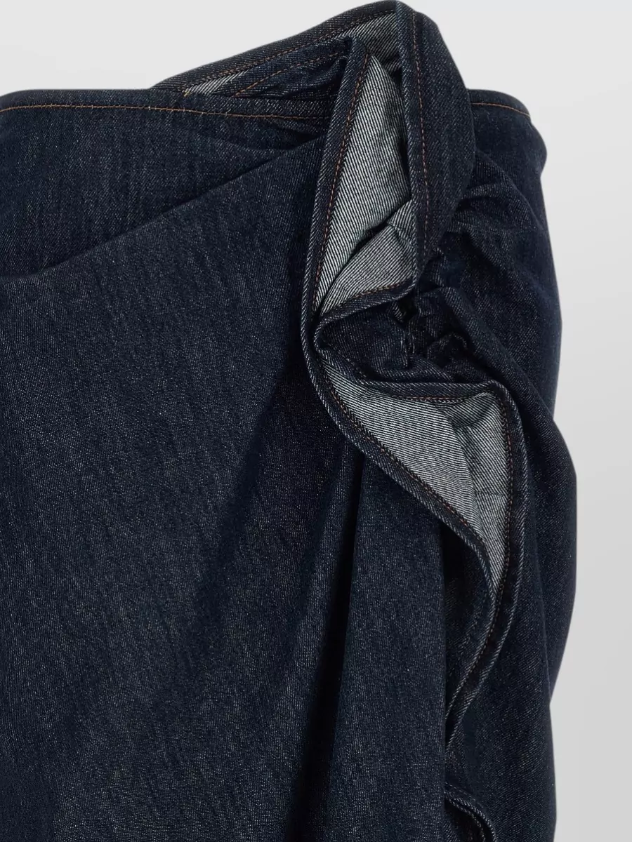 Dries Van Noten Asymmetric Draped Denim Skirt