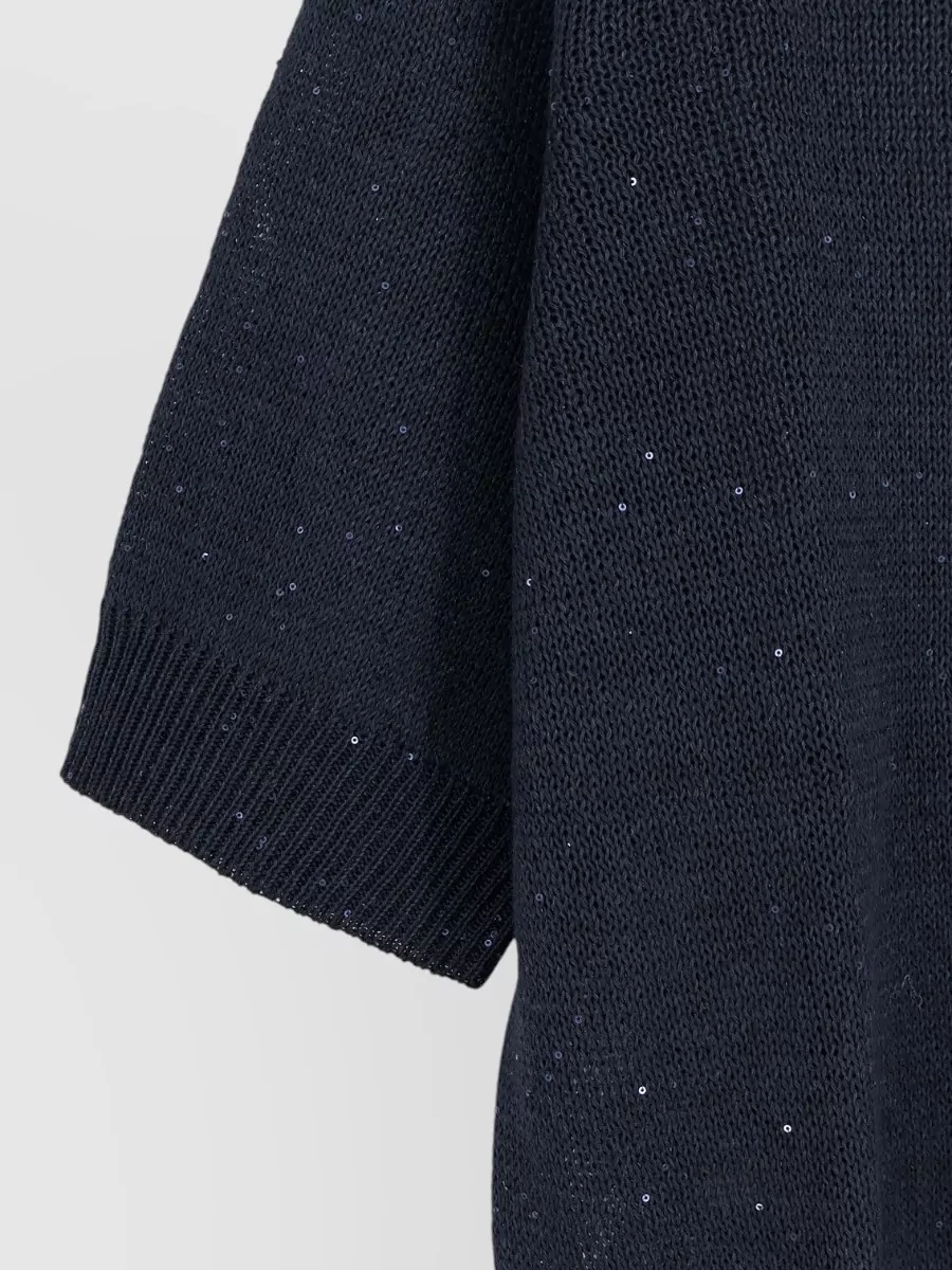Brunello Cucinelli Sequined Linen And Cotton Short-Sleeve Jumper